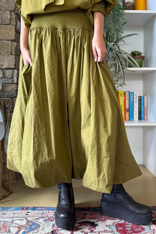 Paloma Tela Bubble Skirt Mucky Olive